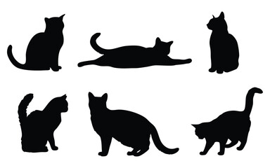 Cat vector silhouette set
