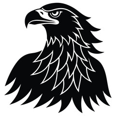 Eagle head silhouette vector illustration, head stylized logo