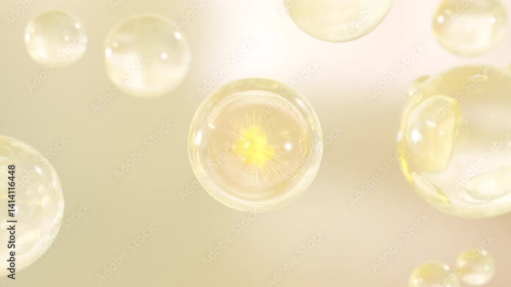 Poster a macro shot shows several water bubbles rising against a bright background. moisturize bubble blobs