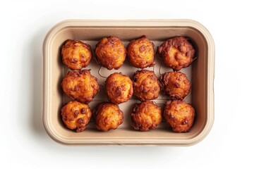 Freshly Cooked Potato Balls in a Eco-Friendly Container
