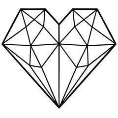 Geometric Polygon Heart Silhouette in Modern Minimalist Style