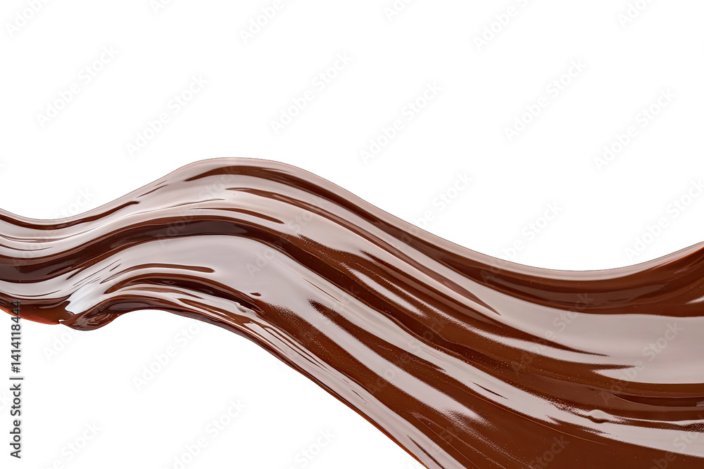 Poster a smooth flowing wave of chocolate highlighting its rich texture and glossy appearance often used in