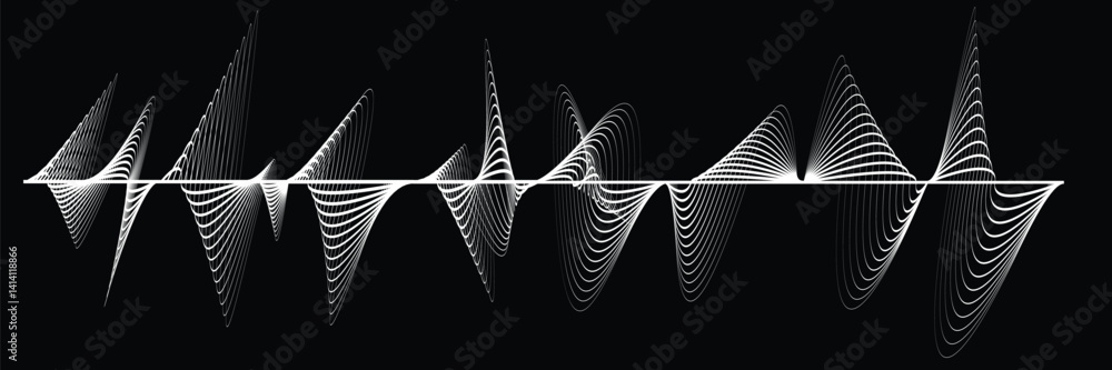 Poster digital sound equalizer . audio signal frequency signal . abstract flow linear fluid wavy shape . ac