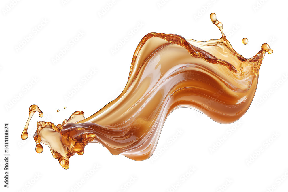 Aufkleber a dynamic splash of liquid resembling a flow of caramel or syrup showcasing fluid motion and glossy 