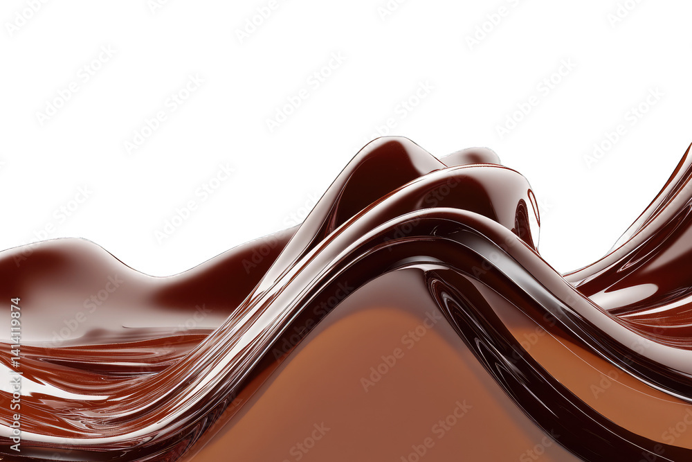 Poster a smooth flowing surface of rich chocolate showcasing its glossy texture and curves evoking a sense 