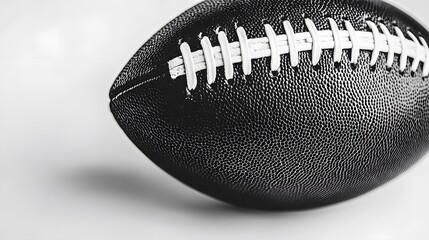 Naklejka premium Classic black-white football photographed in close-up against pure white background, emphasizing clean shape, detailed texture, and high contrast for modern studio-based sport concepts