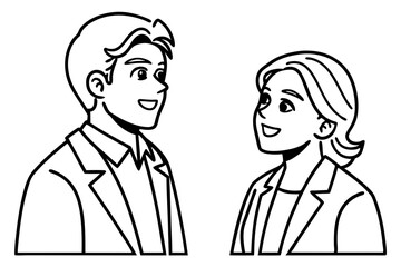 Fototapeta premium Interview Scene in Minimal Line Illustration