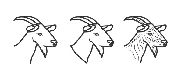 Goat Head Line Art Illustrations: From Simple to Detailed Designs