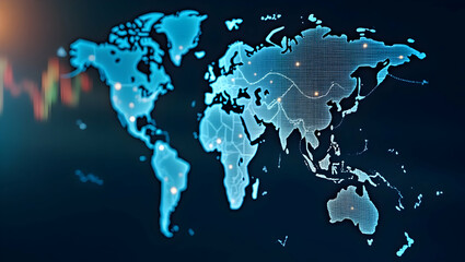 Fototapeta premium Analyze global economic impact with in?depth visuals illustrating cross border financial trends international policy shifts and market interdependencies driving global growth. in Photo Stock Concept