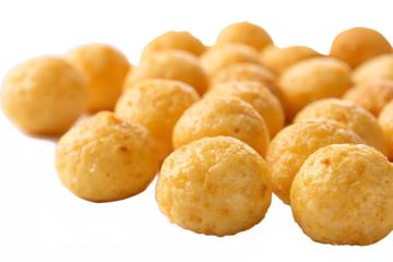  cheese puff balls isolated on transparent background white