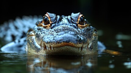 Obraz premium Close-up of an alligator's head above water.