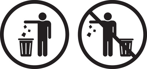Printable vector illustration of Litter Bin and No Littering