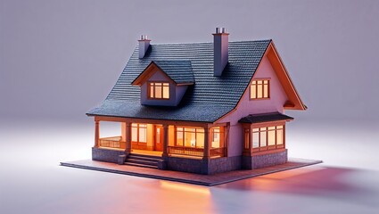A house on a snowy roof is visible in the night