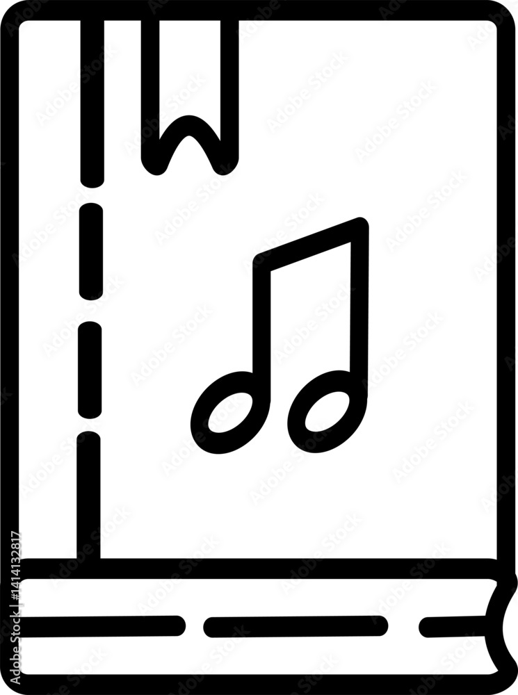 Poster music book vector icon. audio book with musical notes vector icon. vector graphics and not ai. symbo