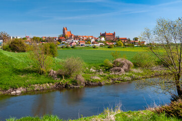 Obraz premium Panorama of the castle Gniew, one of the most recognizable landmarks in Pomerania, Pomeranian Voivodeship, Poland