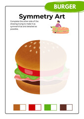 Sandwich and burger Symmetry Drawing Pages | Art Activities