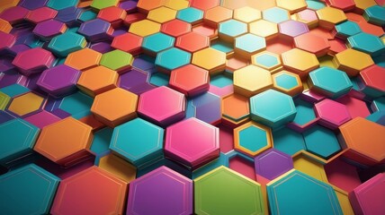 rainbow colors hexagons modern background 3d render 3d illustration


