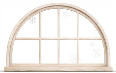 Naklejka premium Scandinavian Arched Window Frame Design Featuring Soft Snowflake Patterns