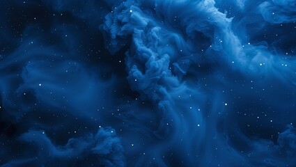 Vibrant blue space with starlit nebulae evokes a deep, cosmic fantasy