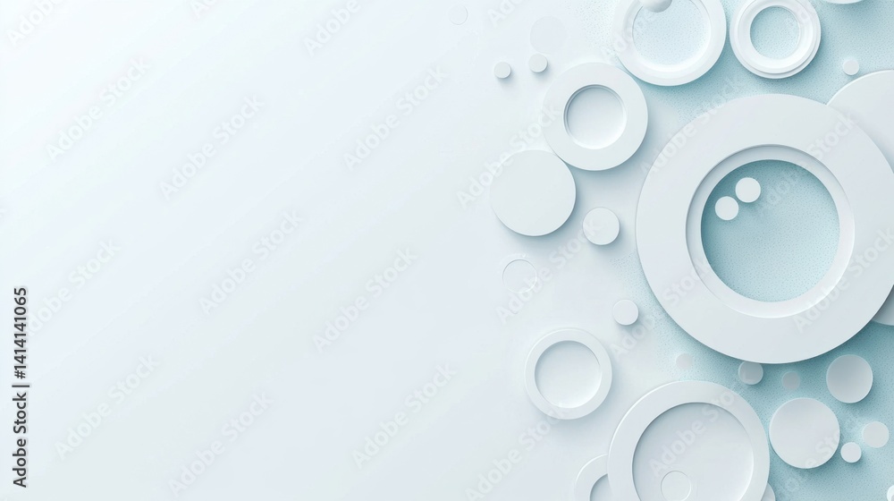 Poster abstract minimal background with randomly offset white concentric rings fading into the distance, mo