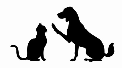 cat and dog black silhouette