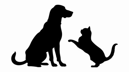 cat and dog black silhouette