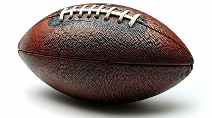Fototapeta premium Close-up of a textured brown leather American football with whit