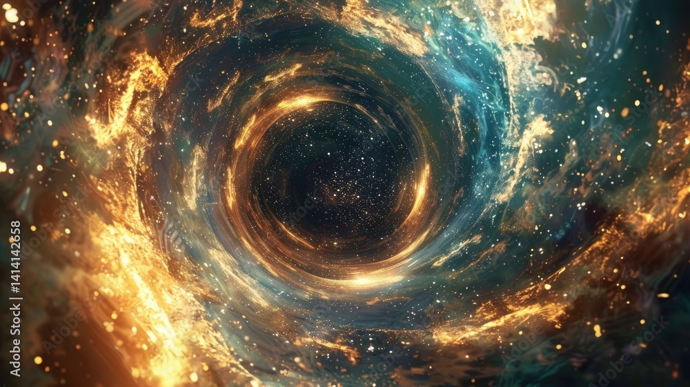 Poster abstract of particles glowing vivid light with fractal style effect. futuristic style vortex scene a