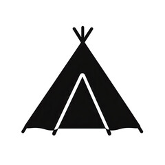 a simple black silhouette of a teepee tent often associated with camping outdoor activities and cultural symbolism it represents a structure used for shelter and gatherings