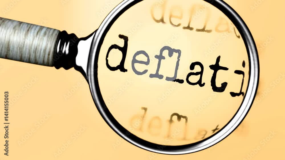 Aufkleber deflation under careful examination. focusing on deflation, analyzing it, taking a closer look. conc
