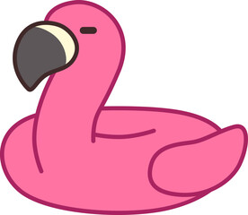 튜브, 플라밍고 모양, 물놀이 용품, 여름 아이템, 귀여운 디자인, 감성 일러스트, 물놀이 캐릭터, 해변 소품, 플랫 스타일, 어린이용
