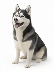 Magnificent Siberian Husky Posing Against a Clean White Background