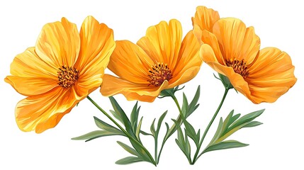 Vibrant orange cosmos flowers