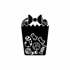 creative Silhouette candy-bag Icon Vector Illustration 