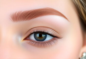 Naklejka premium close up of a woman's eye with long lashes