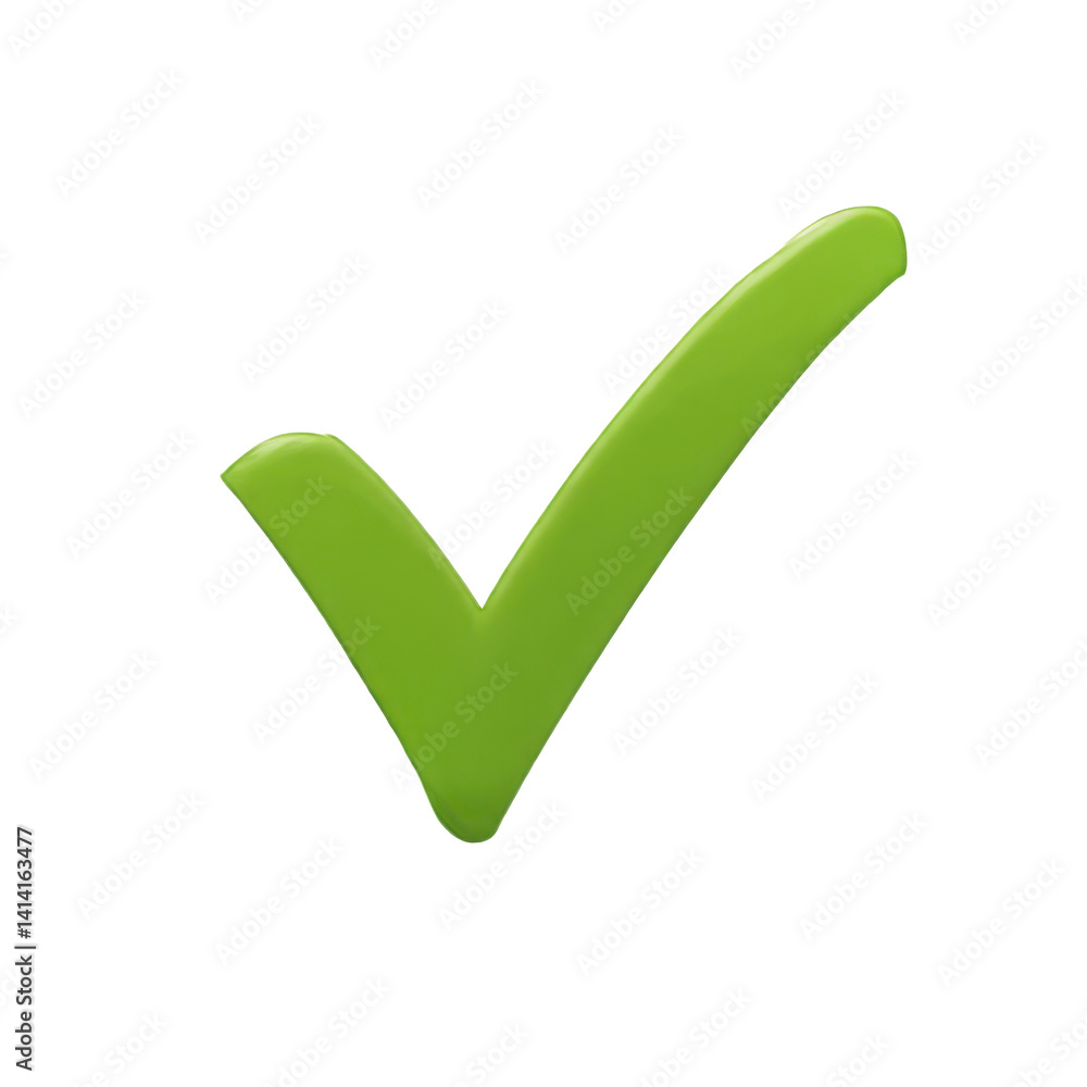 Wall mural a single green check mark symbol isolated against a dark colored setting