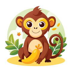 monkey with a bananna vector 