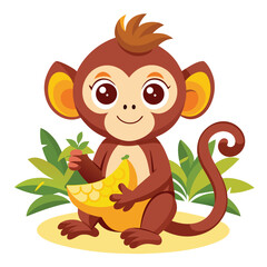 monkey with a bananna vector 
