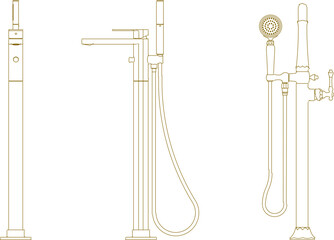 Obraz premium silhouette design vector illustration sketch image modern shower portable bathroom