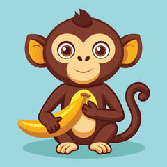 monkey with a bananna vector 