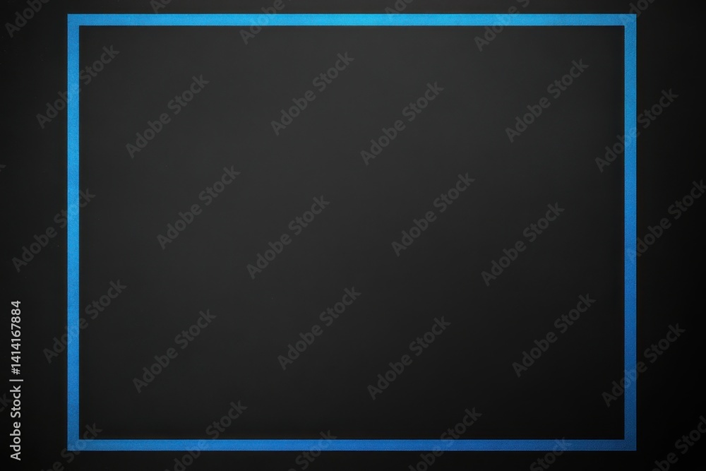 Poster a dark rectangle with a blue glowing border against a dark background creating a simple abstract art