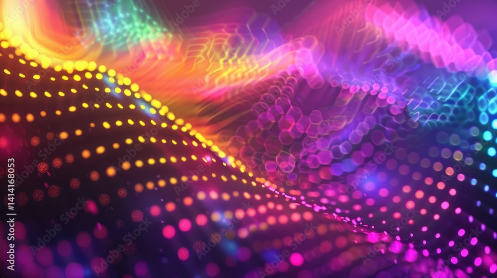 Aufkleber vibrant abstract background showcasing waves of colorful dots and lines, creating a dynamic and mode