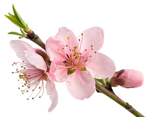 Obraz premium pink peach blossom flower isolated on white background, PNG