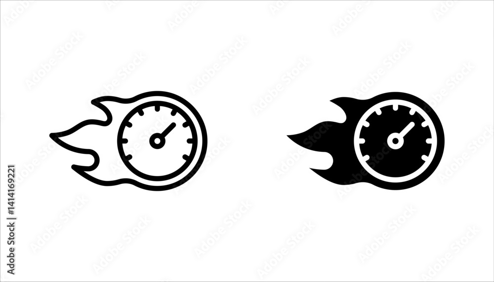 Poster speedometer icon set. miles per hour. speed control. acceleration indicator. vector illustration on 