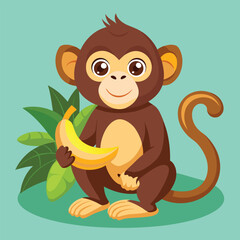 monkey with a bananna vector 