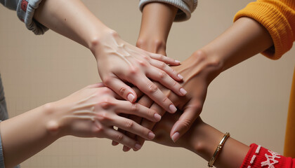 Women’s hands of different ages coming together for Mother's Day  