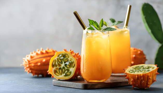  Refreshing Kiwano Melon Iced Drink Cocktail Summer Beverage