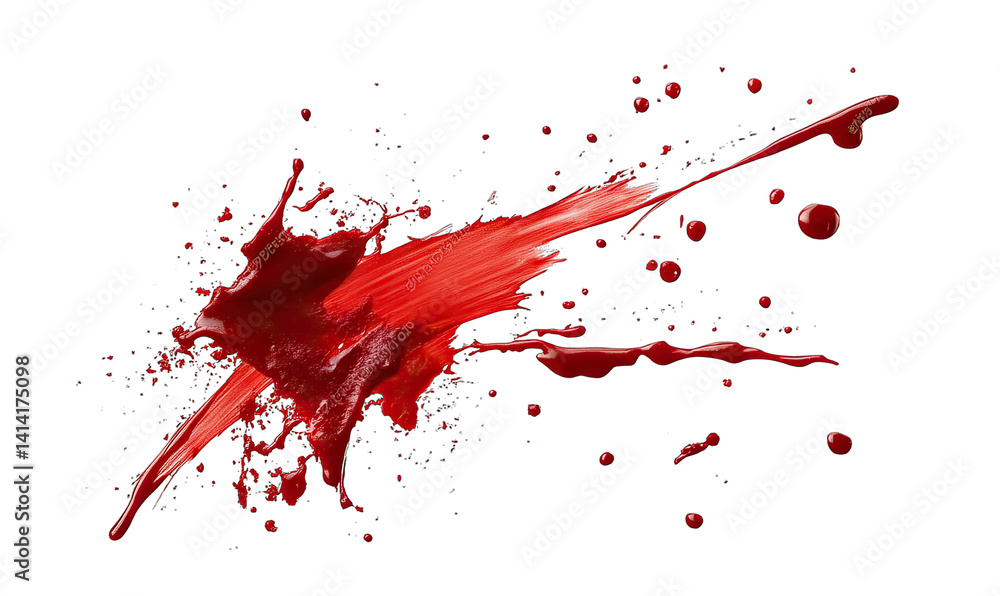 Poster vivid splash of red paint showcasing dynamic movement and texture against a white background often u