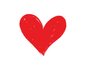 Red Hand-Drawn Heart Illustration – Grunge Brush Love Symbol Vector Illustration.