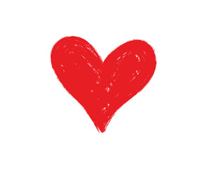 Red Hand-Drawn Heart Illustration – Grunge Brush Love Symbol Vector Illustration.